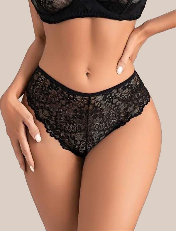 Arias Closet Siyah Dantel İşlemeli Arkası Kalp Detaylı Fantezi String Tanga