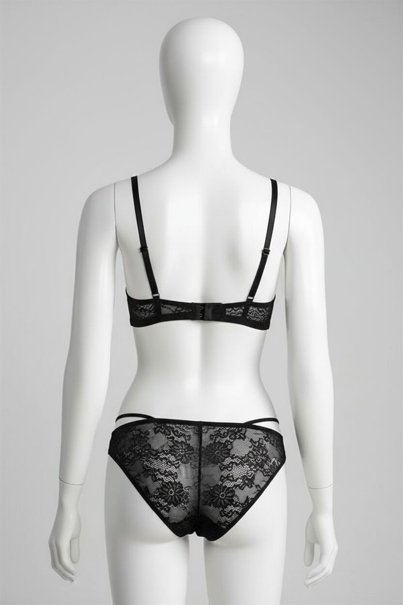 Arias Closet Balenli Destekli Dolgulu Yaka Detaylı Dantelli Büstiyer Sütyen ve Slip Takım