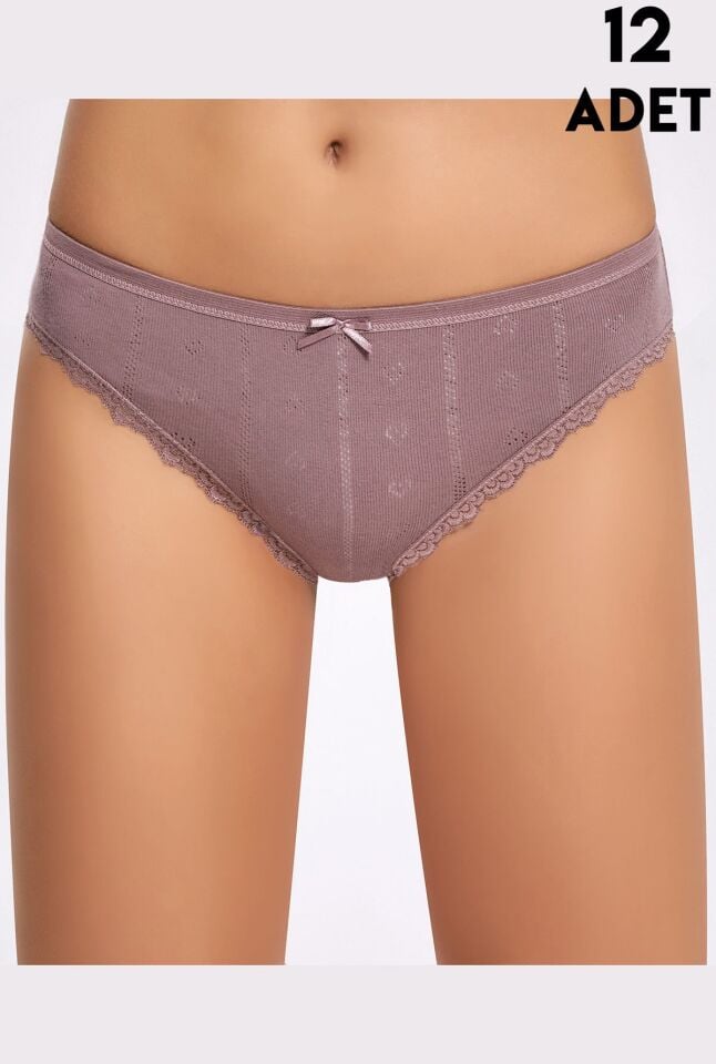 İlke 273 Jakarlı Dantelli Bayan Bikini12'li (M-L-XL)