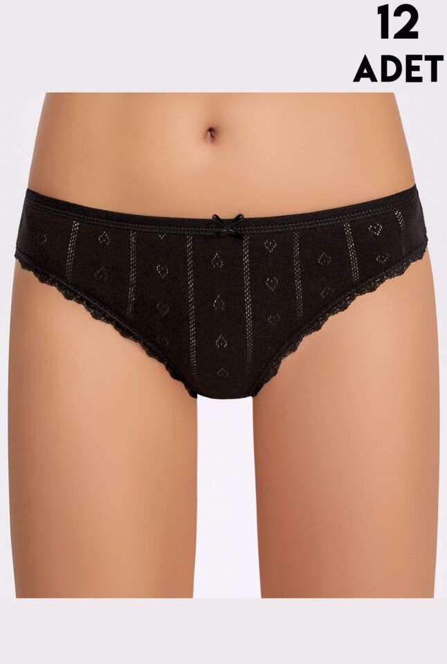 İlke 273 Jakarlı Dantelli Bayan Bikini12'li (M-L-XL)