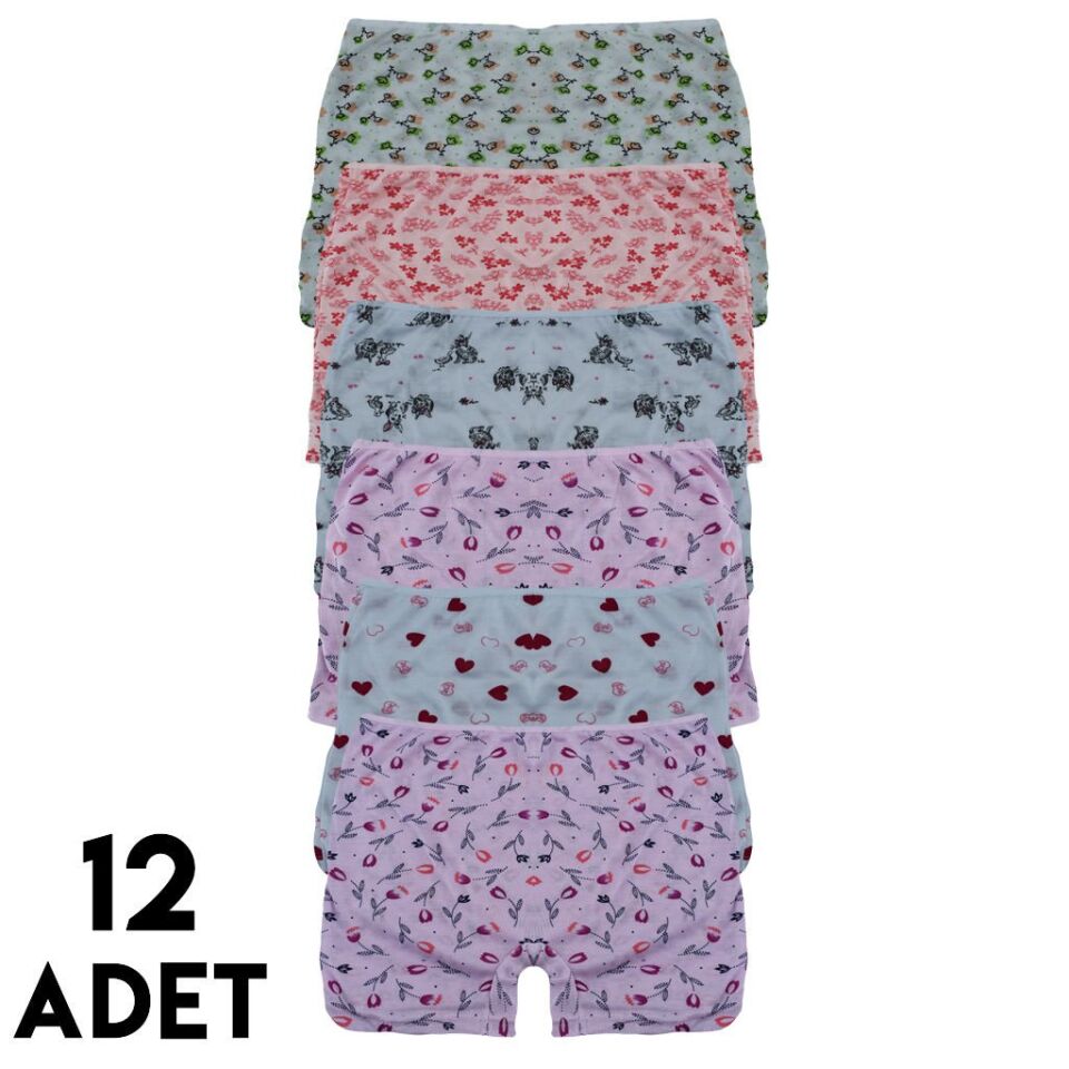 Menbox 4102 Desenli Kız Çocuk Boxer 12'li