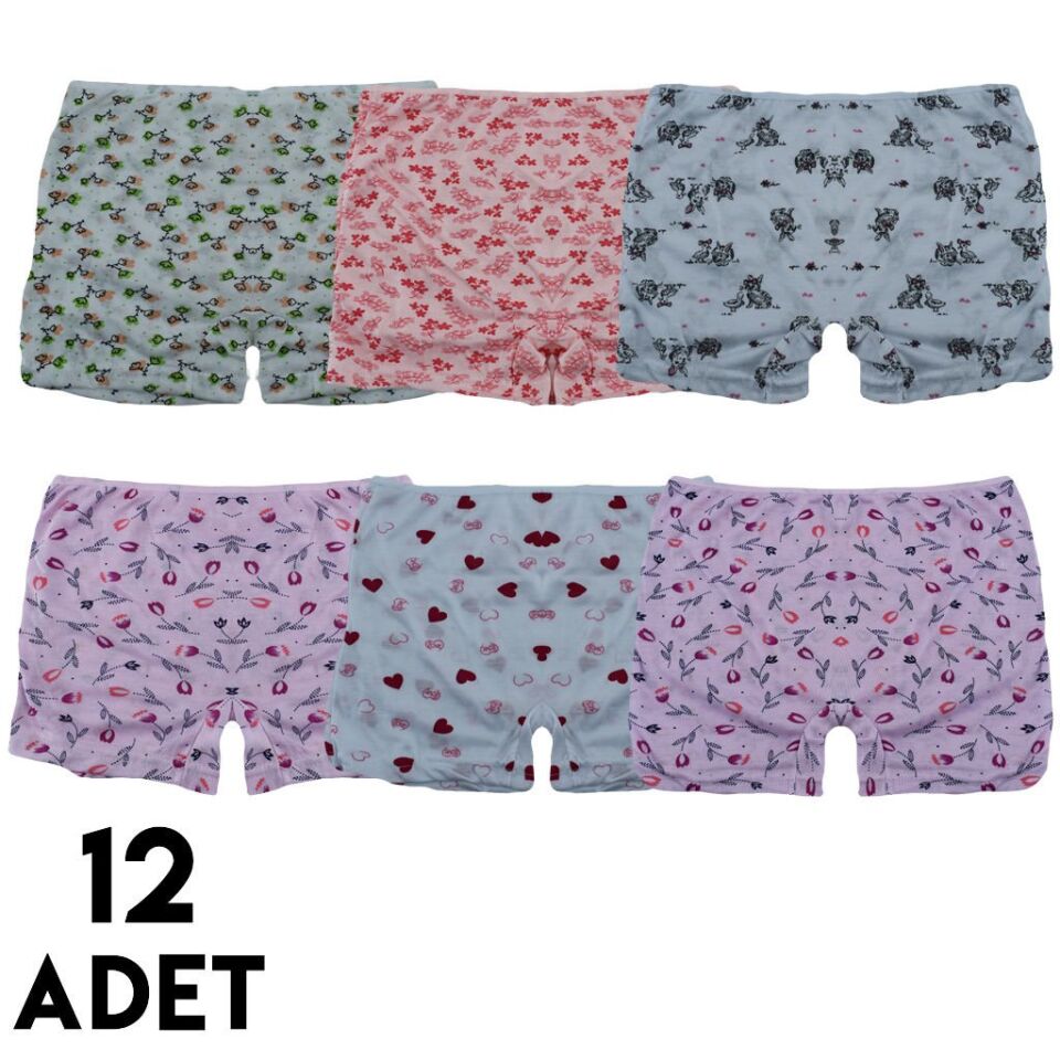 Menbox 4102 Desenli Kız Çocuk Boxer 12'li