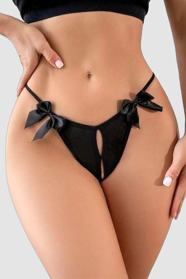 Siyah Kurdelalı İpli Şık Fantezi Külot