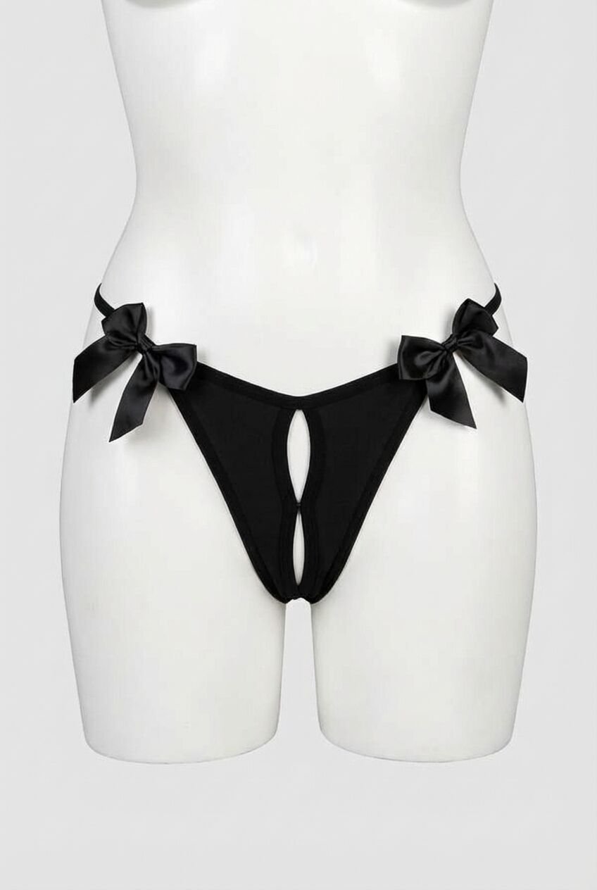 Siyah Kurdelalı İpli Şık Fantezi Külot