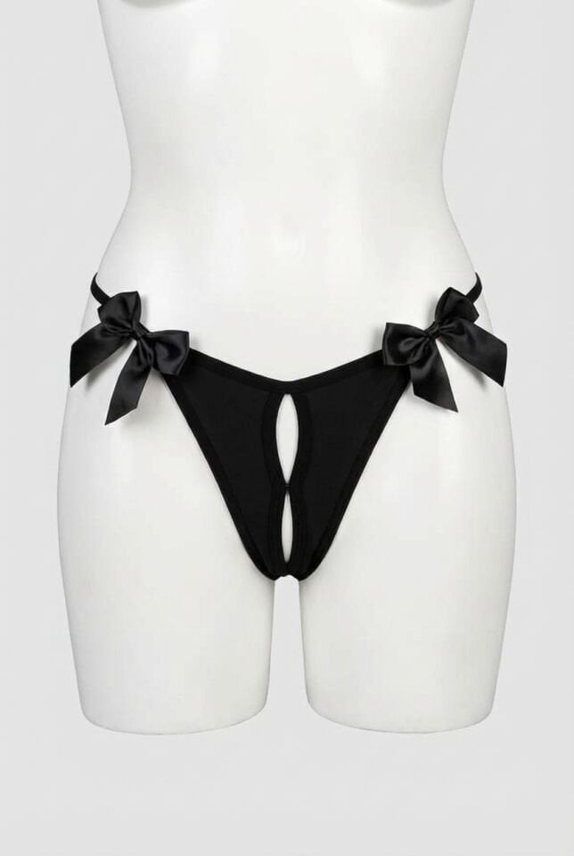 Siyah Kurdelalı İpli Şık Fantezi Külot