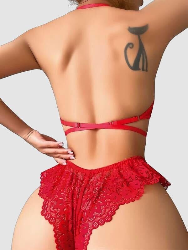 Arias Closet Kırmızı Dantel İşlemeli Fantezi Şık Sütyen Külot Takımı