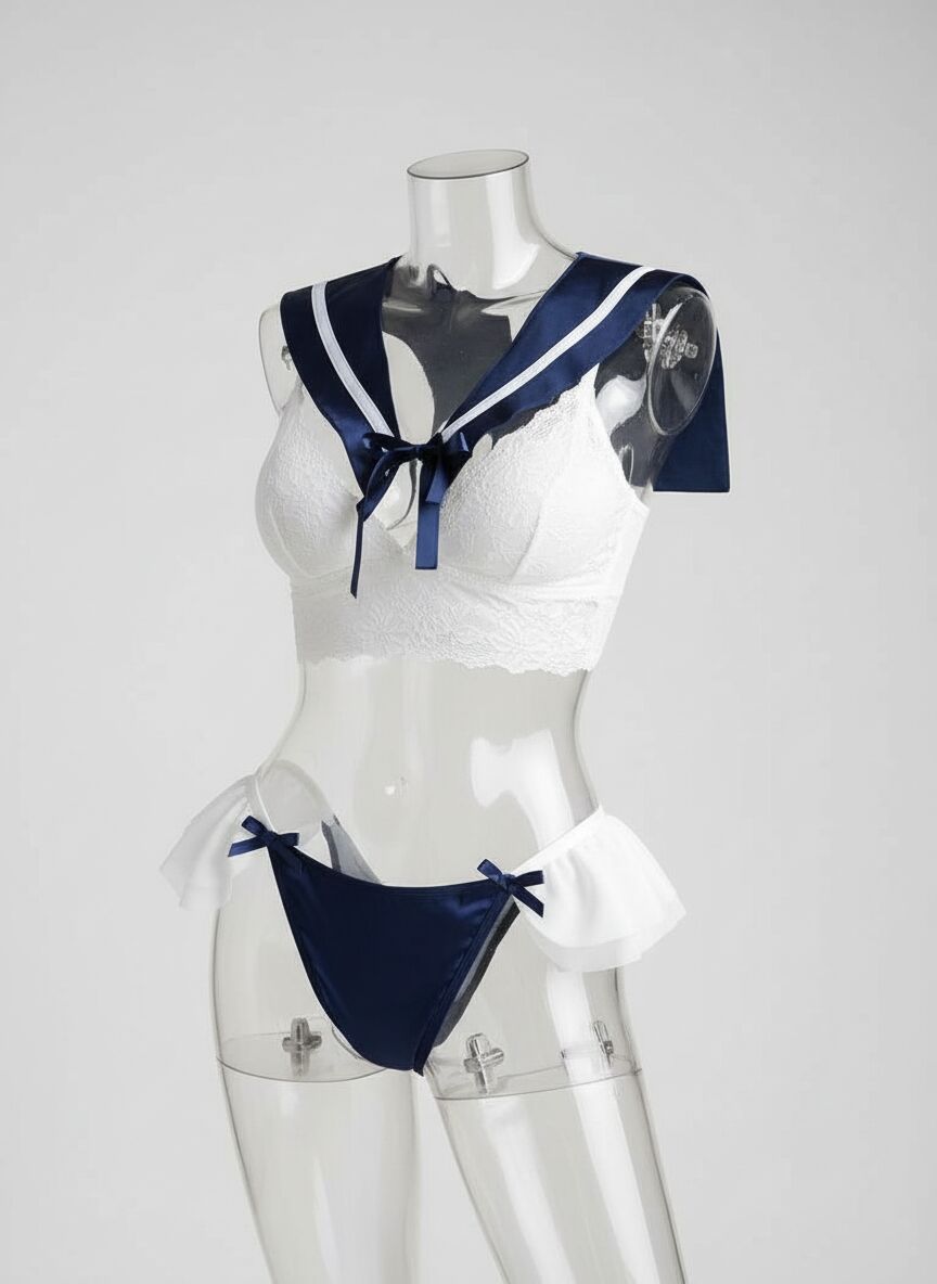 Arias Closet Şık Tasarım Dantel İşlemeli Fırfırlı Fantezi Denizci Kız Kostümü