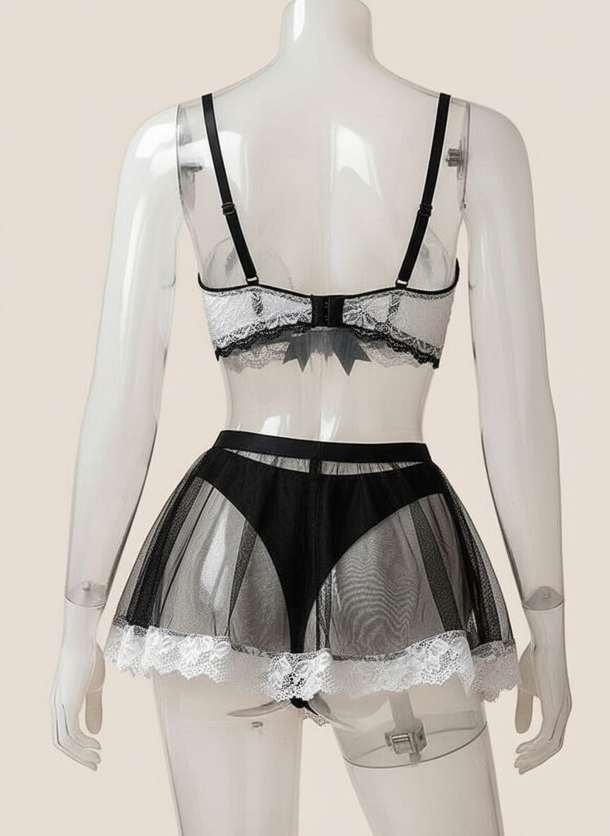 Arias Closet Siyah Tül Etekli Fantezi Hizmetçi Kostümü