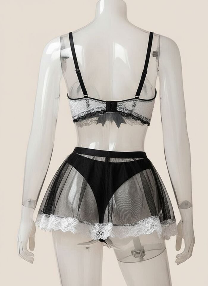 Arias Closet Siyah Tül Etekli Fantezi Hizmetçi Kostümü