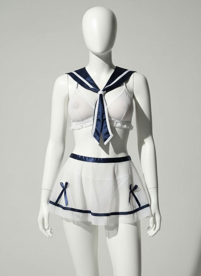 Arias Closet Şık Tasarım Fiyonk İslemeli Tül Etekli Fantezi Denizci Kız Kostümü