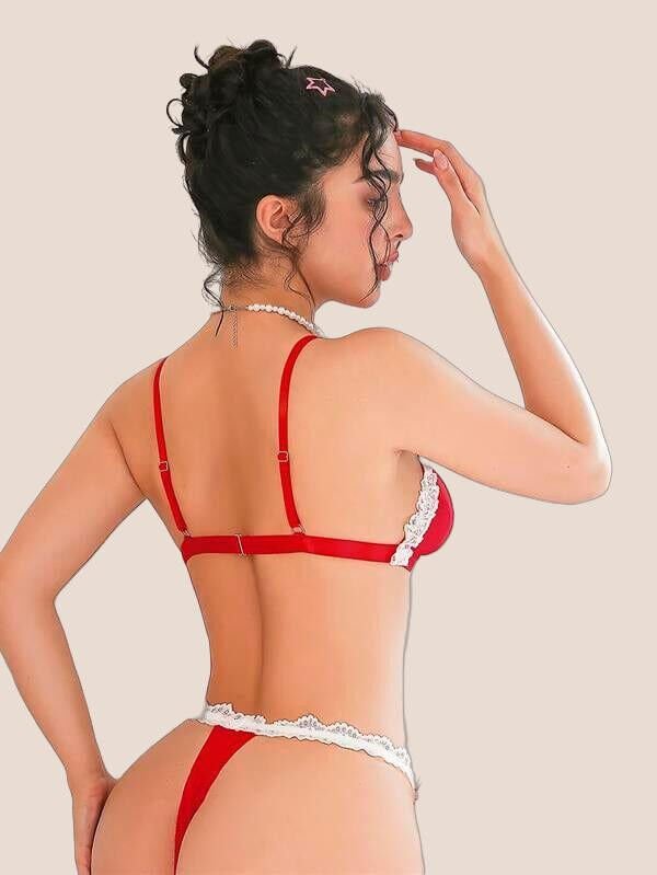 Arias Closet Boyunluklu Bacak Aksesuarlı Kırmızı Fantezi Hizmetçi Kostümü