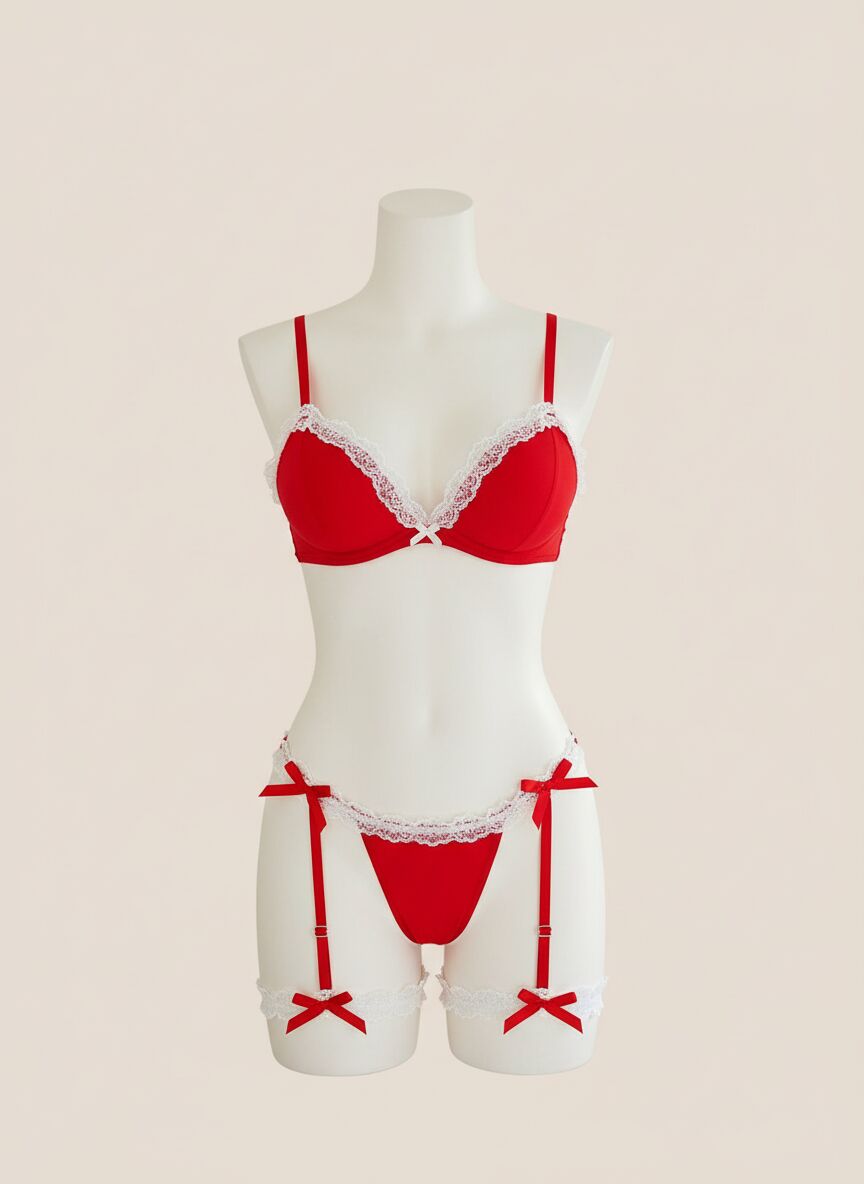 Arias Closet Boyunluklu Bacak Aksesuarlı Kırmızı Fantezi Hizmetçi Kostümü