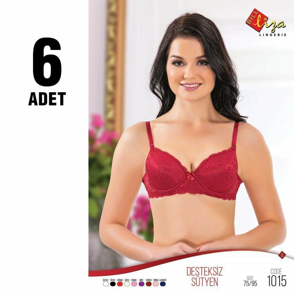 Liza 1015 Desteksiz Dantelli Bayan Sütyen 6'lı