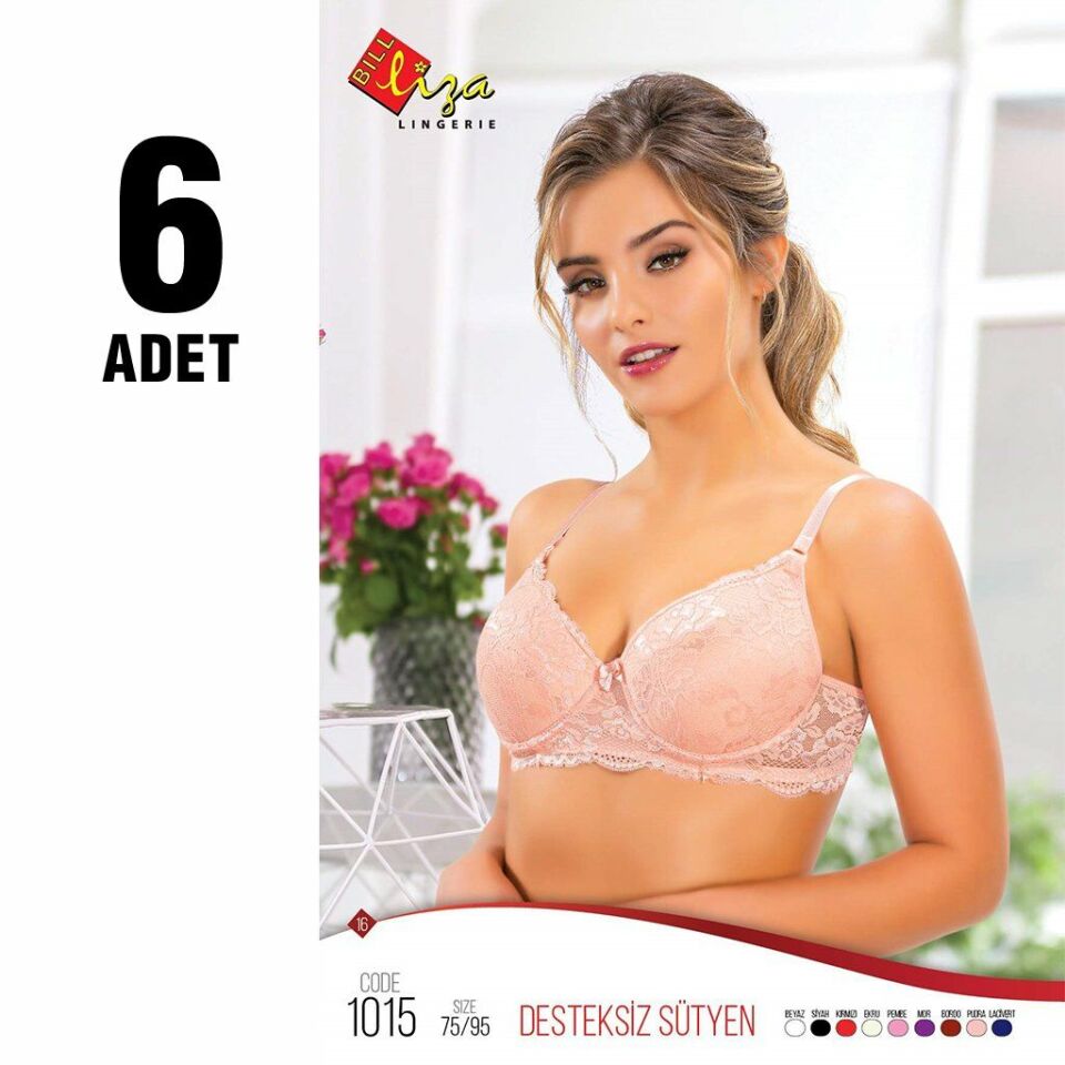 Liza 1015 Desteksiz Dantelli Bayan Sütyen 6'lı