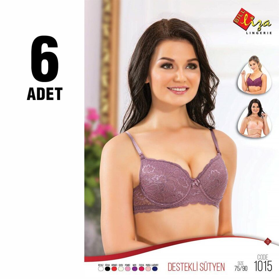 Liza 1015 Destekli Dantelli Bayan Sütyen 6'lı