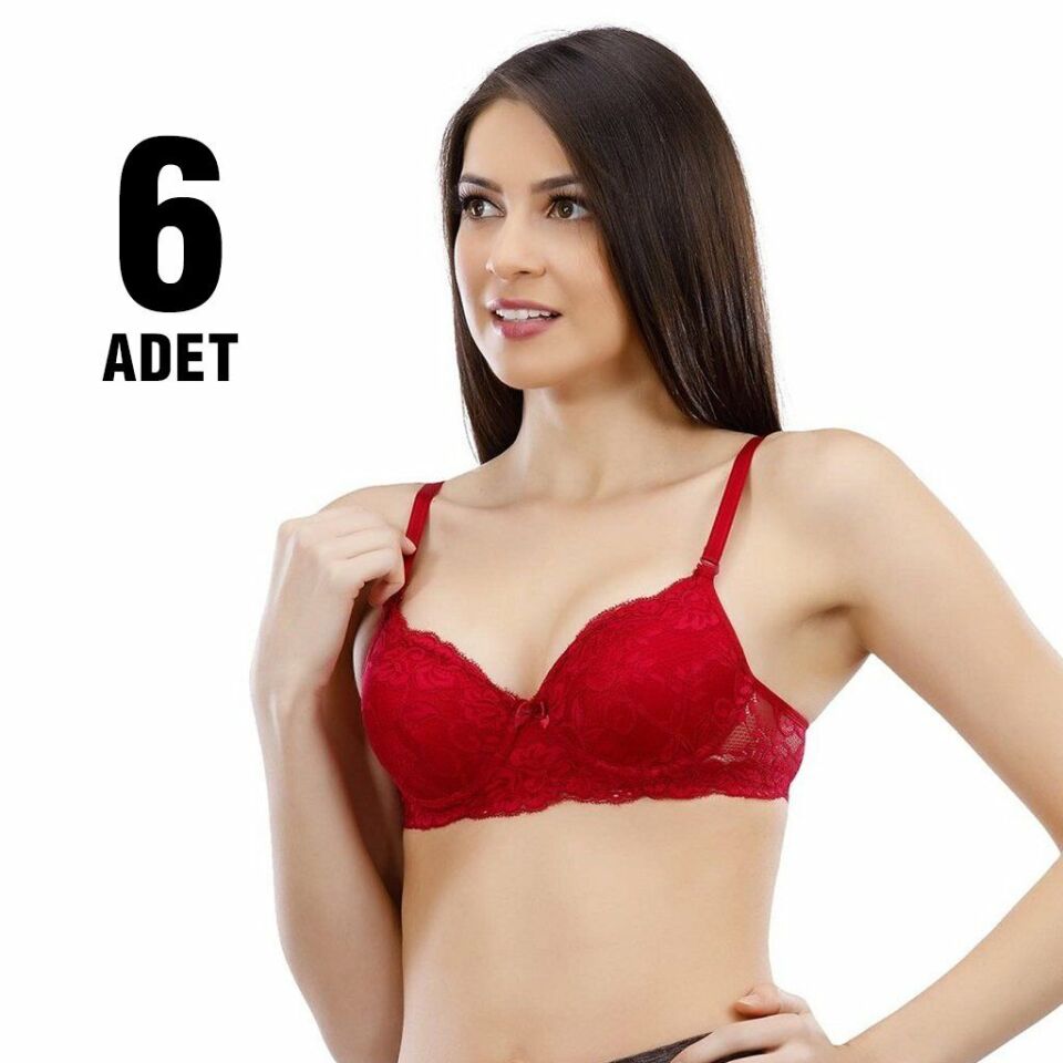Liza 1015 Destekli Dantelli Bayan Sütyen 6'lı