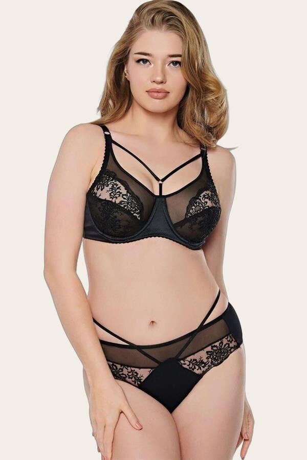 Arias Closet Balenli Desteksiz Dolgusuz Toparlayıcı Yaka Detaylı Dantelli Küçültücü Sütyen ve Slip Takım