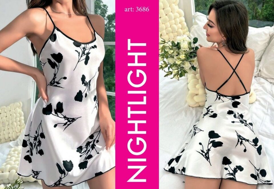 NIGHTLIGHT 3686 Erotik Saten Gecelik K.K