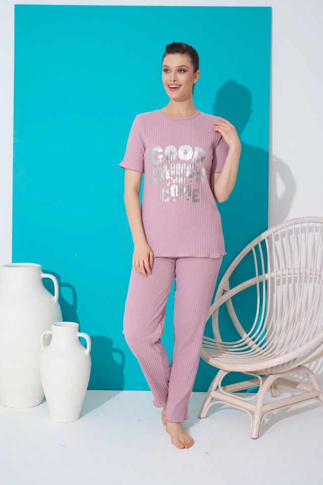 Polkan 19023 Fitilli Kısa Kollu Bayan Pijama Takımı