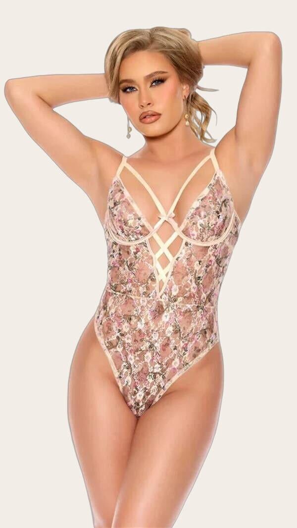 Arias Closet Çiçek Desenli Fantezi Body