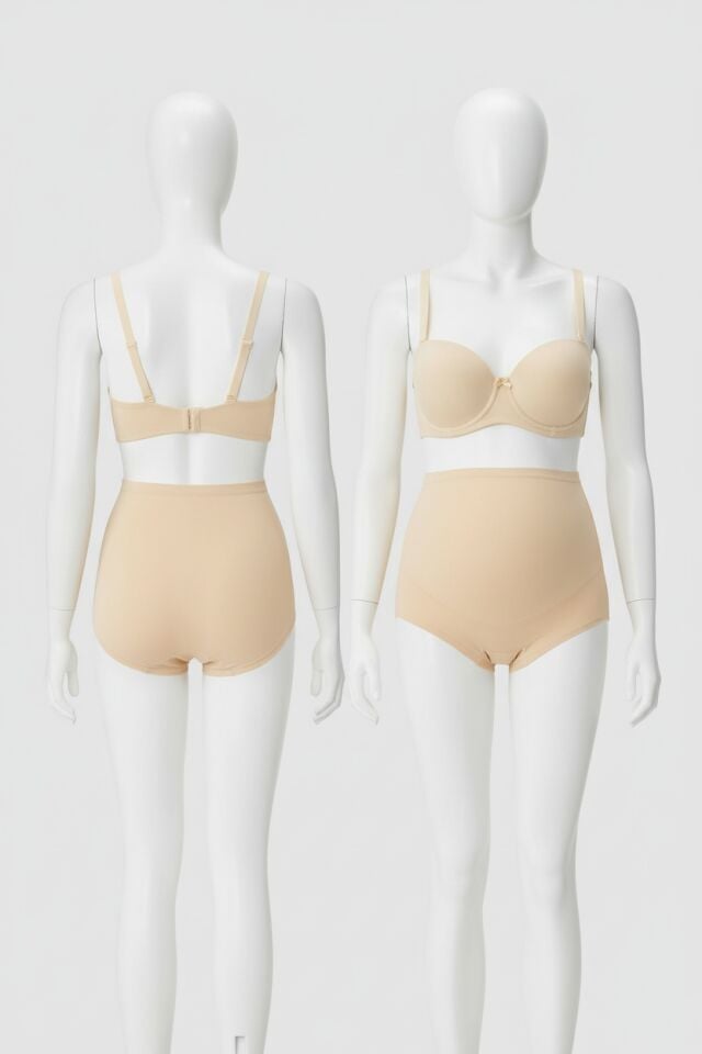 Pamuk ve Modal Kumaş Yüksek Bel Ten Hamile Külodu