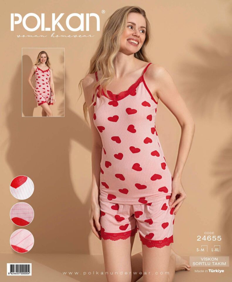 Polkan 24655 Beden (SM-LXL) Viskon Bayan Şortlu Takım 6'lı