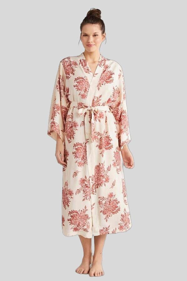 Catherine's %100 Viskon Çiçek Desen 2'li Sabahlık Gecelik Takımı