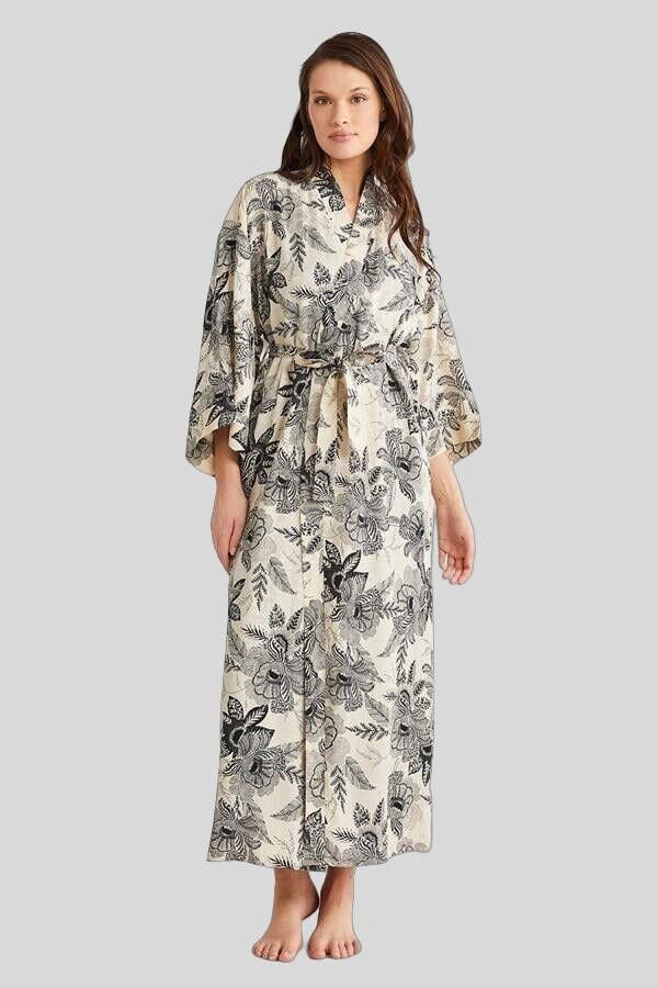 Penye Mood %100 Viskon Çiçek Desen 2'li Sabahlık Gecelik Takımı