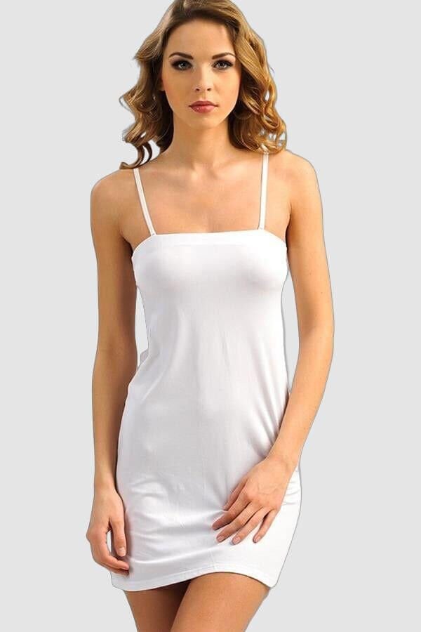Mikropolyamid Kumaşlı Askıları Çıkabilen Straplez Kısa Elbise Altı Kombinezon
