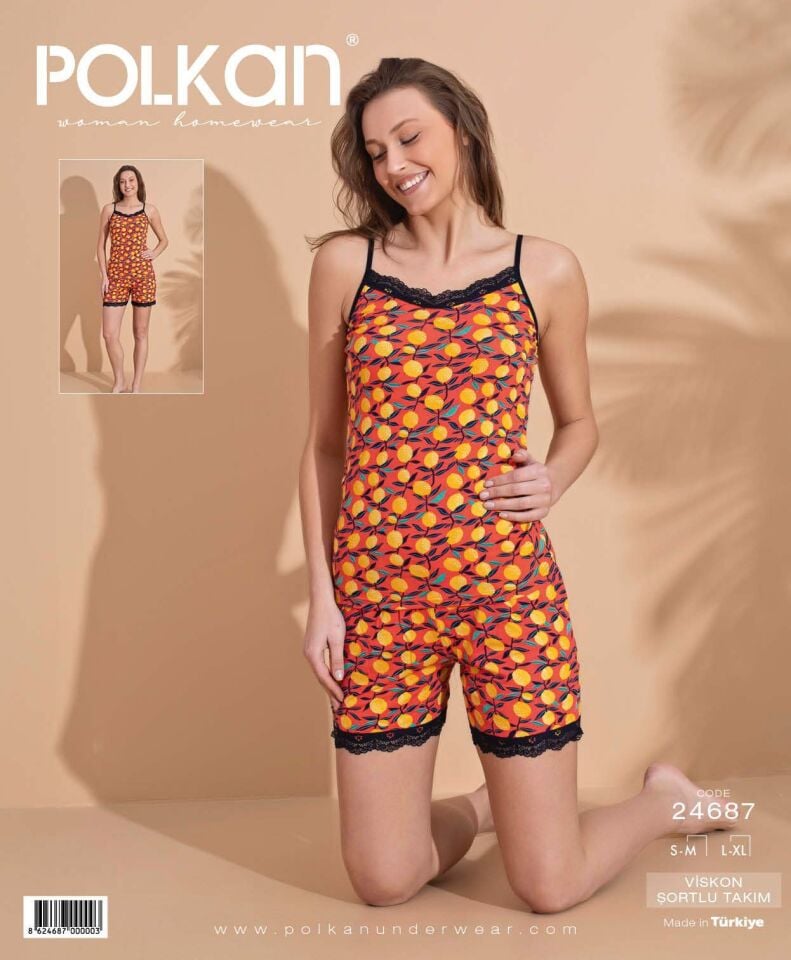 Polkan 24687 Beden (SM-LXL) Viskon Bayan Şortlu Takım 6'lı