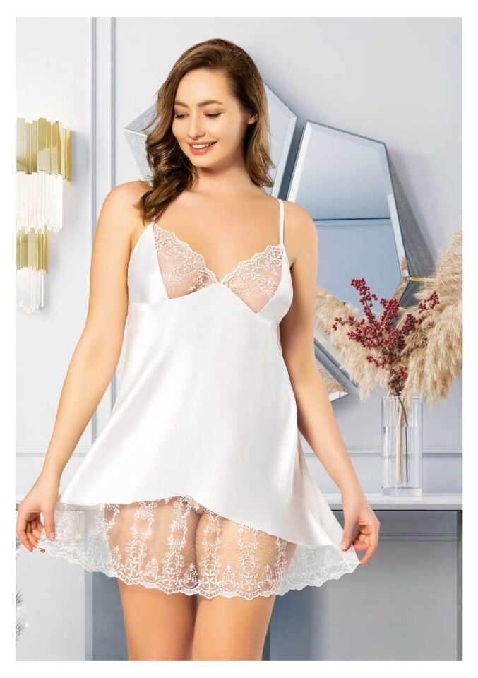 Miss Laris 4023 Battal Beden Bayan Saten Gecelik