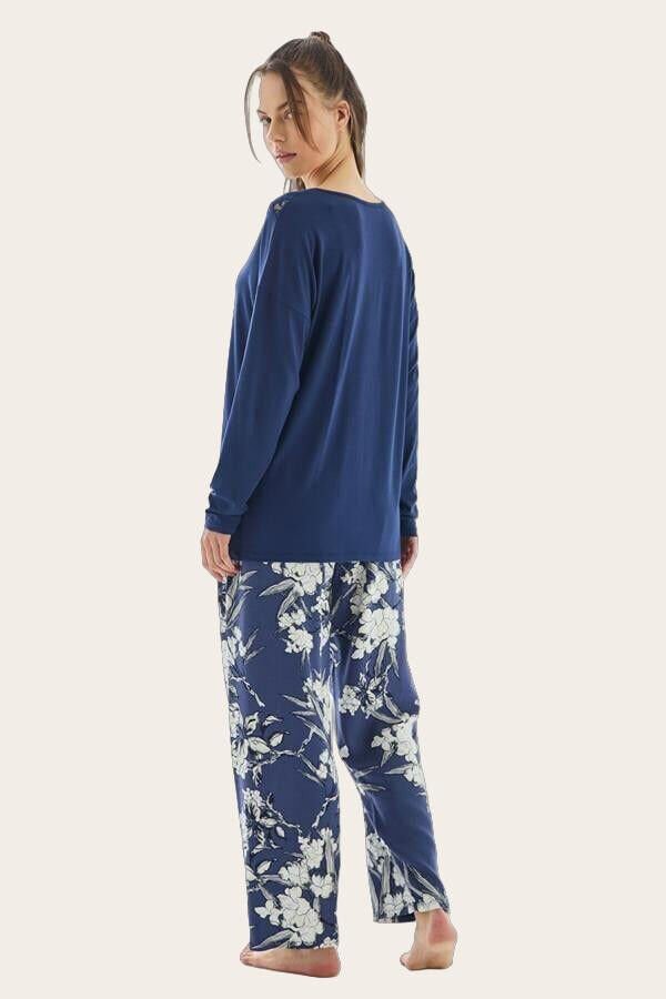 Kadın Uzun Kol T-shirt ve Pantolon Pijama Takımı