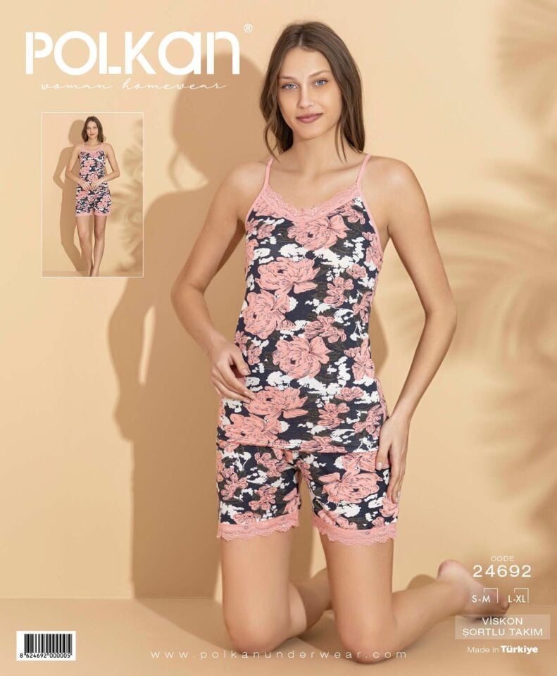 Polkan 24692 Beden (SM-LXL) Viskon Bayan Şortlu Takım 6'lı