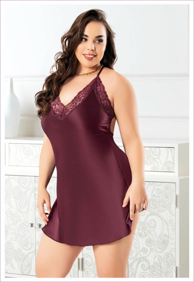 Miss Laris 4035 Battal Beden Bayan Saten Gecelik