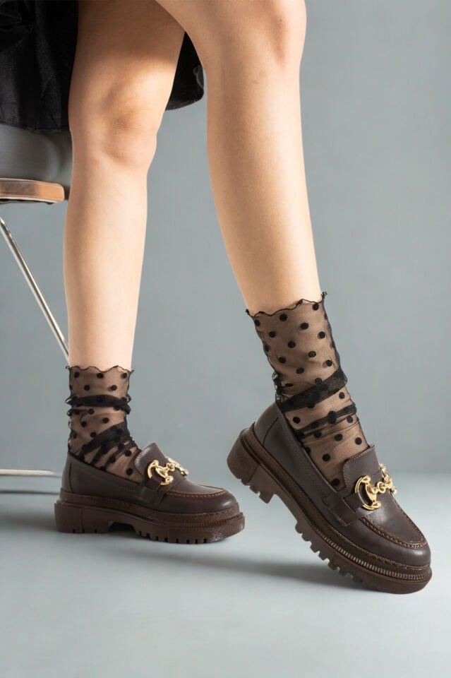 Loafers Tokası Değişebilen Günlük Kadın Kahverengi Ayakkabı