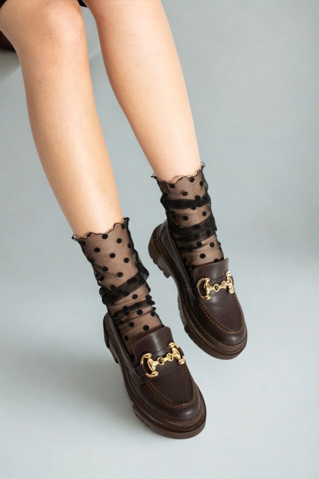 Loafers Tokası Değişebilen Günlük Kadın Kahverengi Ayakkabı