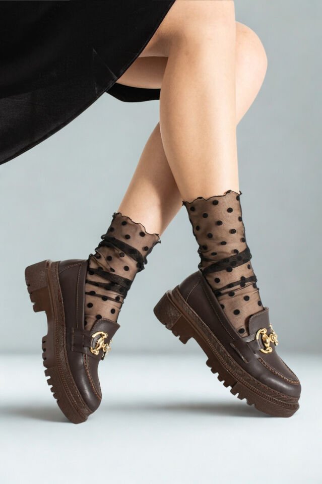 Loafers Tokası Değişebilen Günlük Kadın Kahverengi Ayakkabı