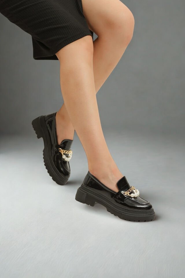 Loafer Günlük Kadın İnci Taş Detaylı Rahat Ayakkabı