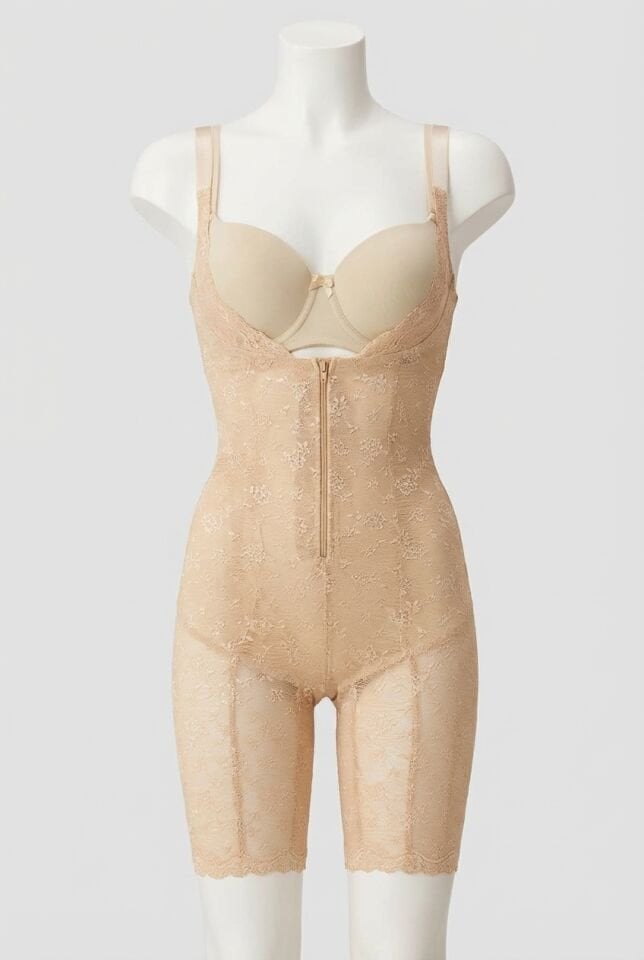 Arias Closet Toparlayıcı Vücut İnceltici Dikişli Fermuarlı Uzun Paca Altı Açık Sıkı Badi Korse