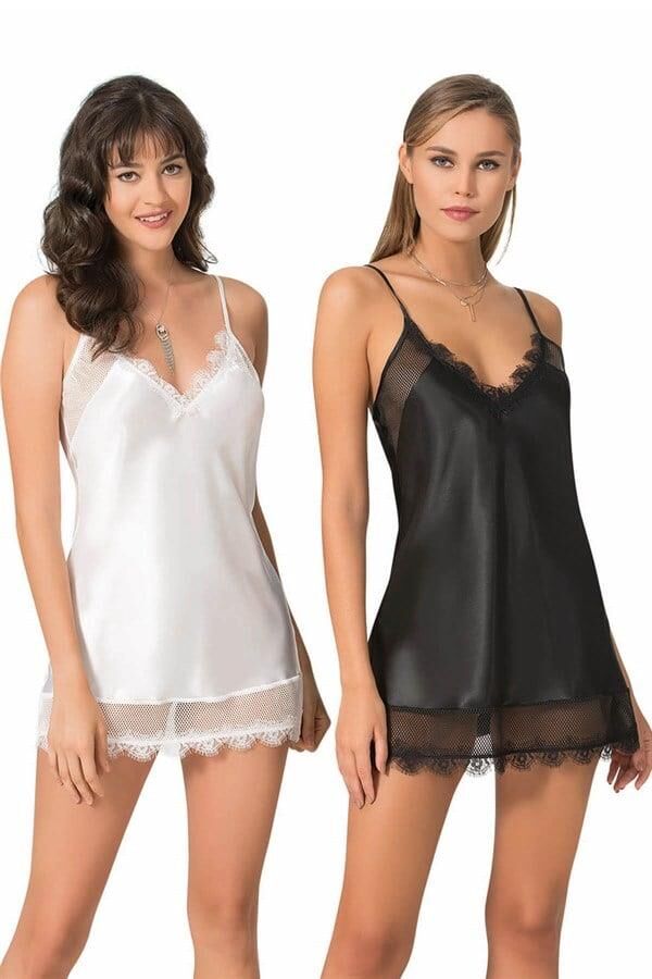 Arias Closet Ekru Kısa Saten Gecelik