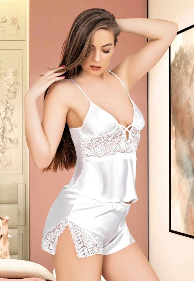 Miss Laris 3083 Bayan Saten Şortlu Takım