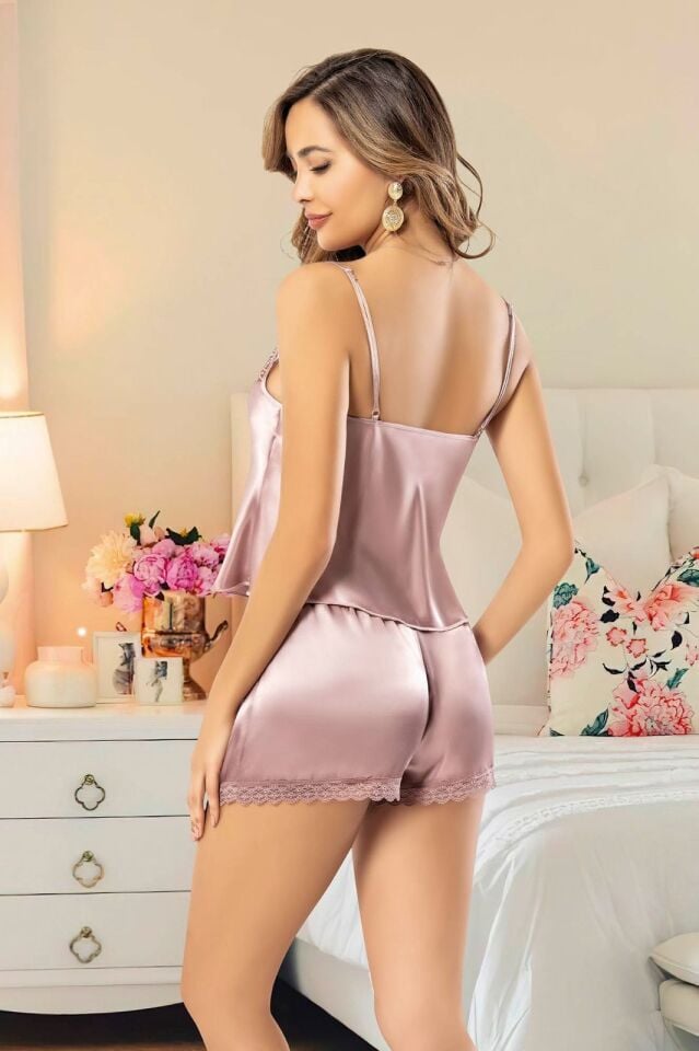 Miss Laris 3036 Bayan Saten Şortlu Takım