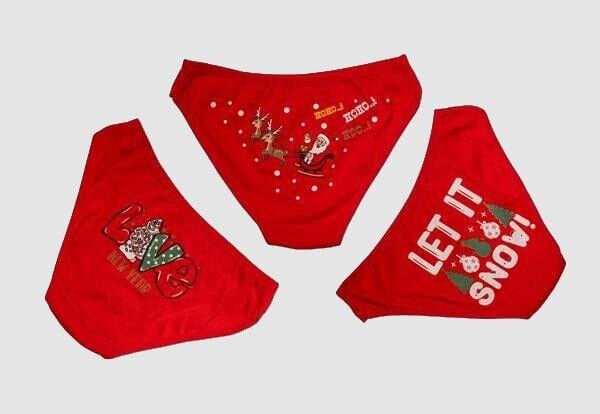 Arias Closet Kırmızı Yılbaşı Desenli 3'lü Pamuklu Külot Takımı