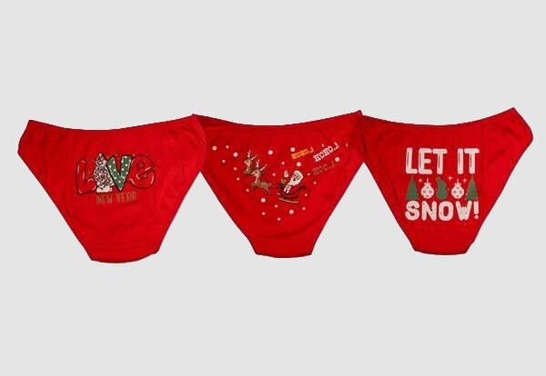 Arias Closet Kırmızı Yılbaşı Desenli 3'lü Pamuklu Külot Takımı