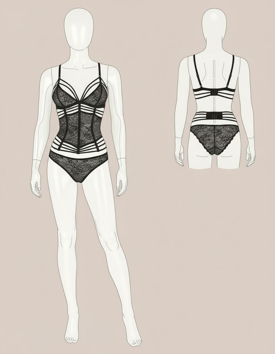 Simli Dantel Büstiyer Takım