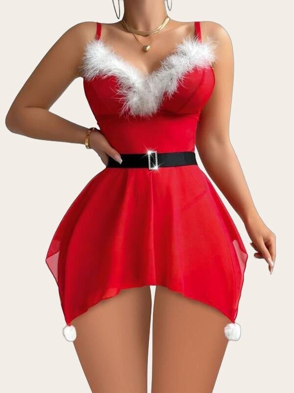 Arias Closet Yılbaşı Özel Kırmızı Fantezi Tül Gecelik