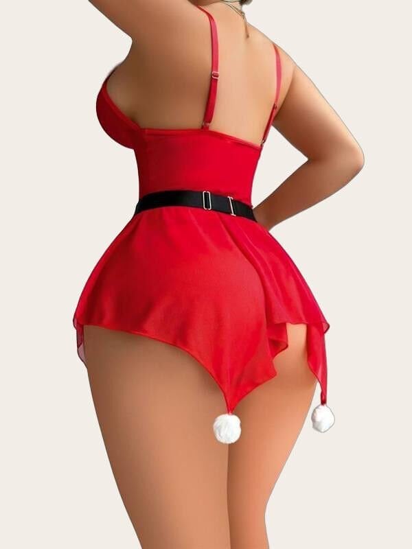 Arias Closet Yılbaşı Özel Kırmızı Fantezi Tül Gecelik