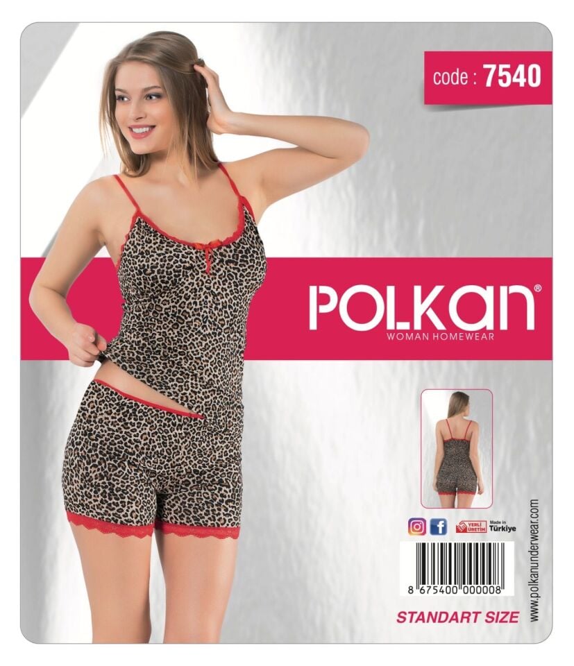 Polkan 7540 Leopar Bayan Şortlu Takım