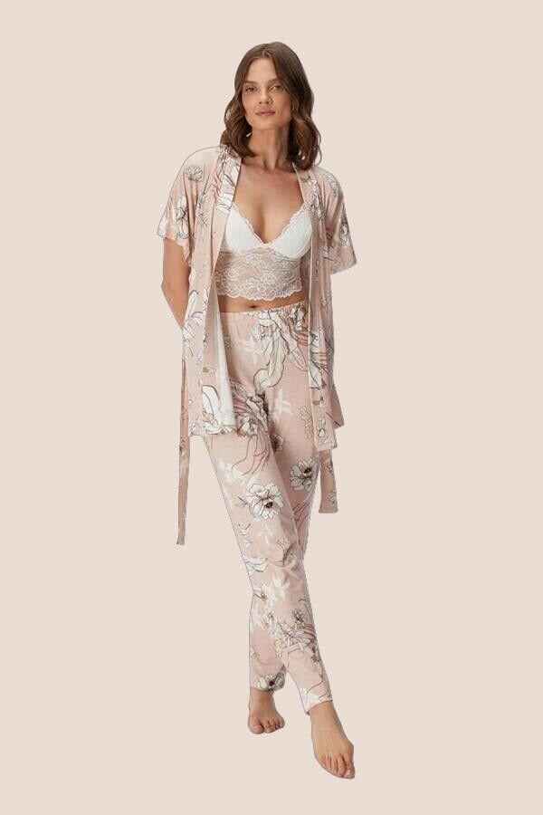 Kadın Sabahlık, Bralet ve Pantolon Takım