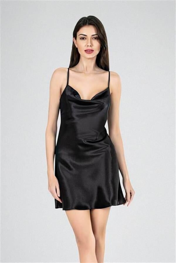 Arias Closet Kısa Gecelik Degaje Siyah 7740
